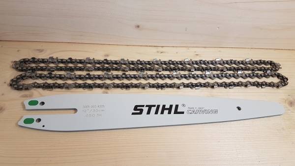 30 cm Stihl Schiene/ Schwert Carving + 2 Stihl RMS Schnitzketten 1